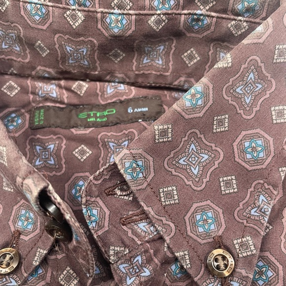 Etro Brown and Blue Patterned Casual Shirt - Picture 3 of 8